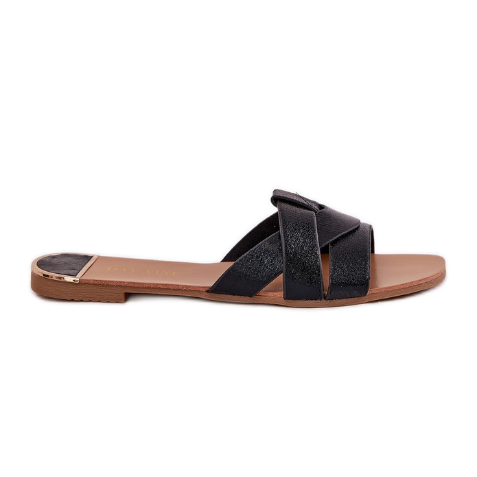 Chanclas planas para mujeres con rayas negras negro