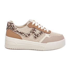 Zapatos deportivos femeninos en la plataforma Leopard Khaki beige
