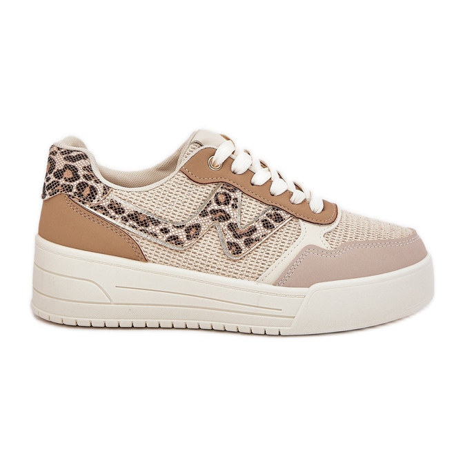 Zapatos deportivos femeninos en la plataforma Leopard Khaki beige
