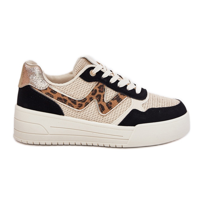 Zapatos deportivos femeninos en la plataforma leopardo estampado negro