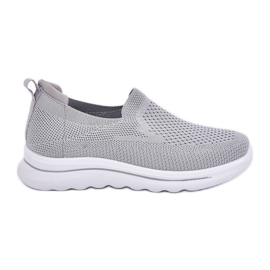 Zapatillas de zapatillas de material deslizamiento gris de mujeres