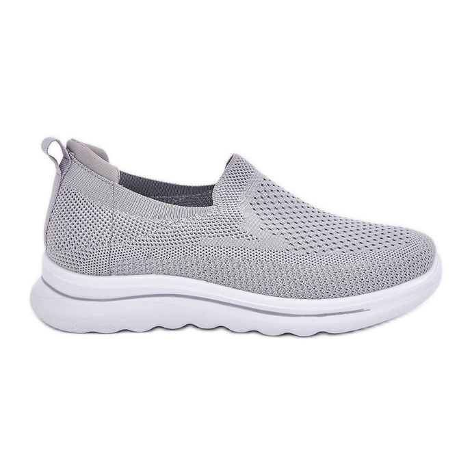 Zapatillas de zapatillas de material deslizamiento gris de mujeres
