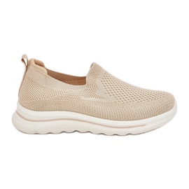 Zapatillas de deporte de material resbaladizo de beige para mujeres