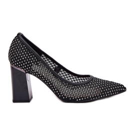 Bombas de malla decoradas en el Vinceza 62211 Black Post negro
