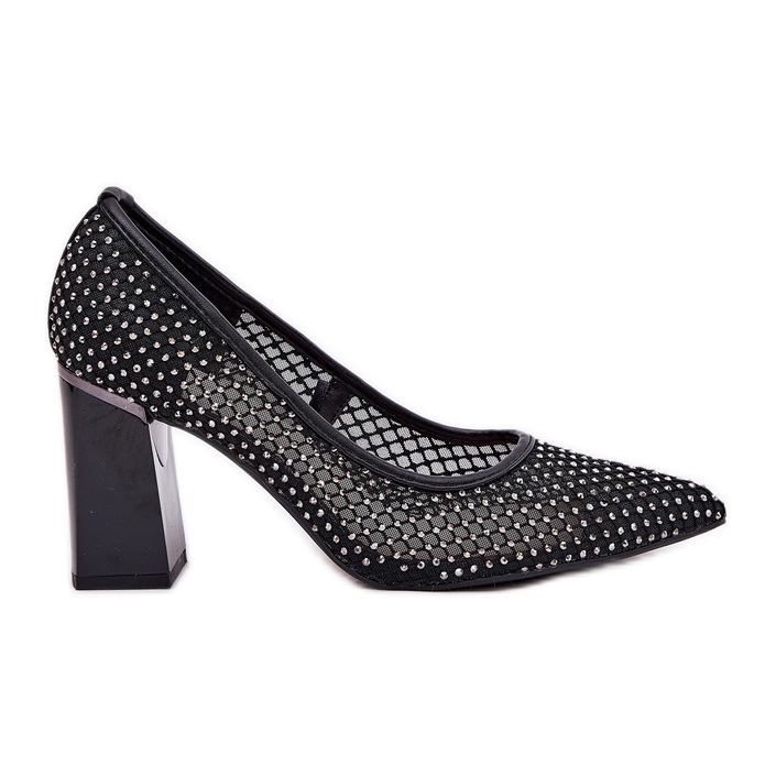 Bombas de malla decoradas en el Vinceza 62211 Black Post negro