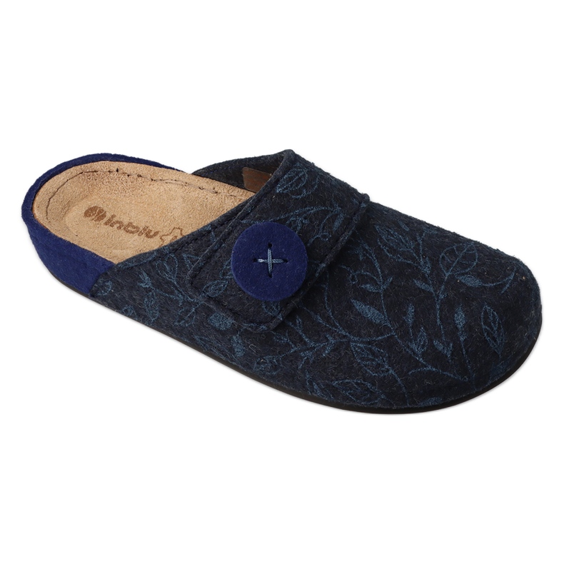 Zapatillas de mujer Inblu con aplicación de piel 155D143 azul marino