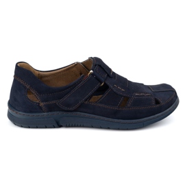 KOMODO Zapatos de cuero de velcro 937 azul marino