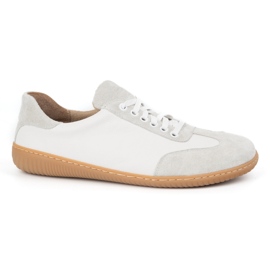 WASAK Zapatos de cuero minimalista de hombres descalzos 0742W PEAS WHITE blanco