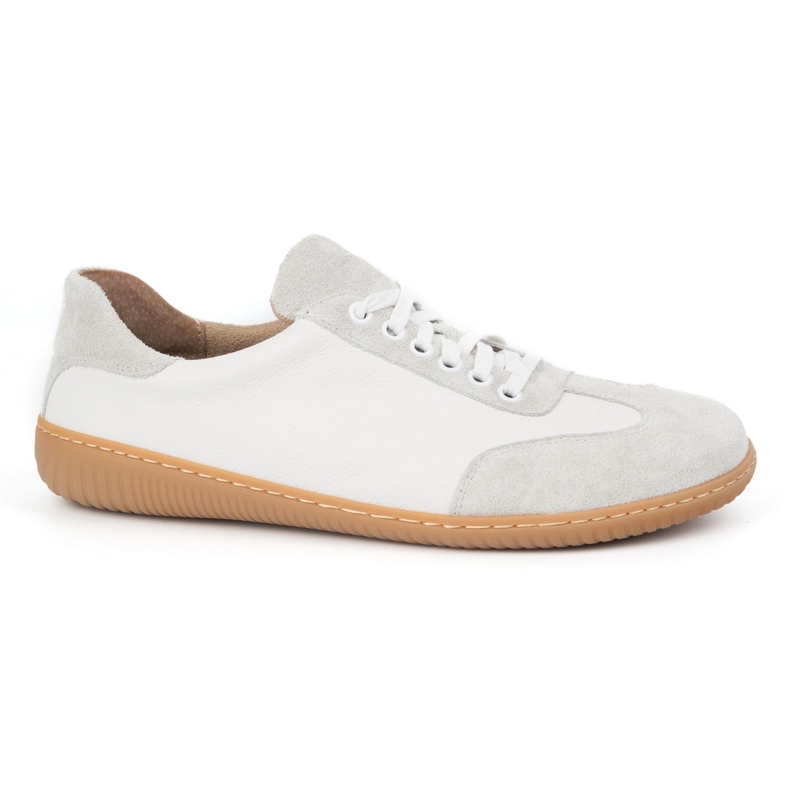 WASAK Zapatos de cuero minimalista de hombres descalzos 0742W PEAS WHITE blanco