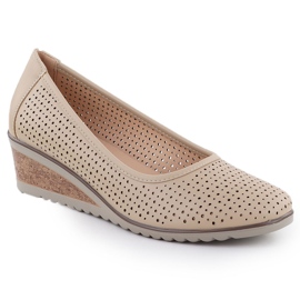 Pombas de mujer zapatos abiertos beige Vinceza 58461