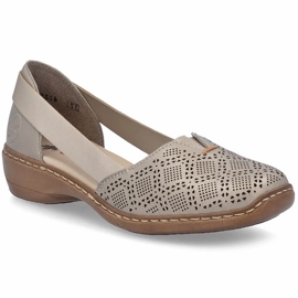 Zapatos de cuero a puertas de mujer, Meringue Comfort Rieker 41351-90 beige