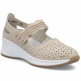 Zapatos de cuero de cuero beige rieker n4382-60