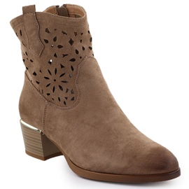 Botas de trabajo para mujeres con tacones marrones Vinceza 58452 marrón