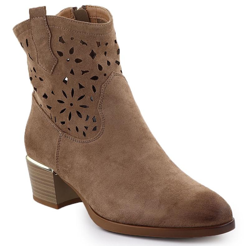 Botas de trabajo para mujeres con tacones marrones Vinceza 58452 marrón