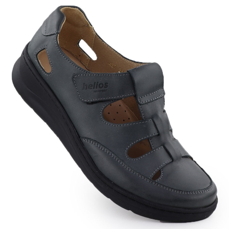 Zapatos de cuero para mujeres en el Helios 437 Graphite Velcro gris