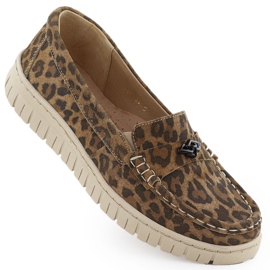 Leopardos de leopardo de leopardo de cuero Mocasins Helios 441 marrón