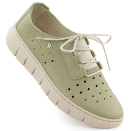 Zapatos de cuero a puertas para mujeres Helios verdes 434
