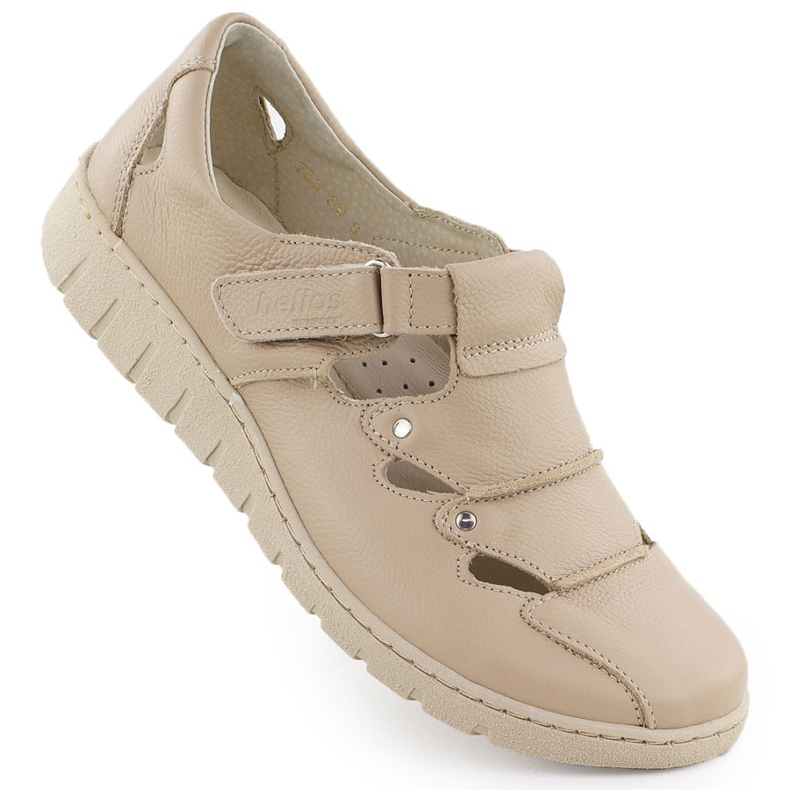 Zapatos de cuero para mujeres con beige helios 780