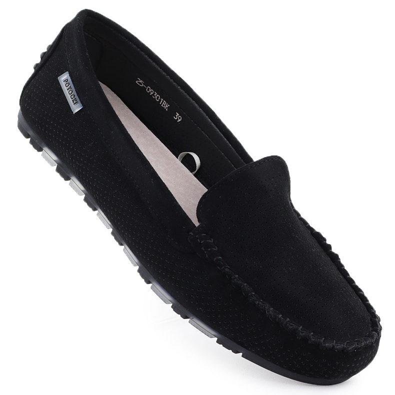 Moccasins zapatos de gamuza para mujeres Potocki WL09301 negro