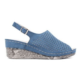 Goodin Sandalias abiertas de ante azul en cuña Goodin Sandalias abiertas de ante azul en cuña