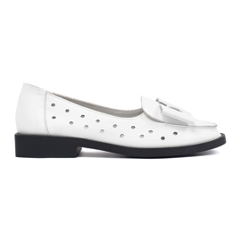 Goodin Zapatos de mujer blanca con agujeros y un arco blanco