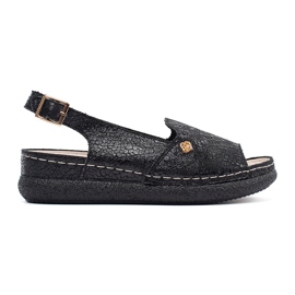 Goodin Sandalias negras con plantilla de piel. negro