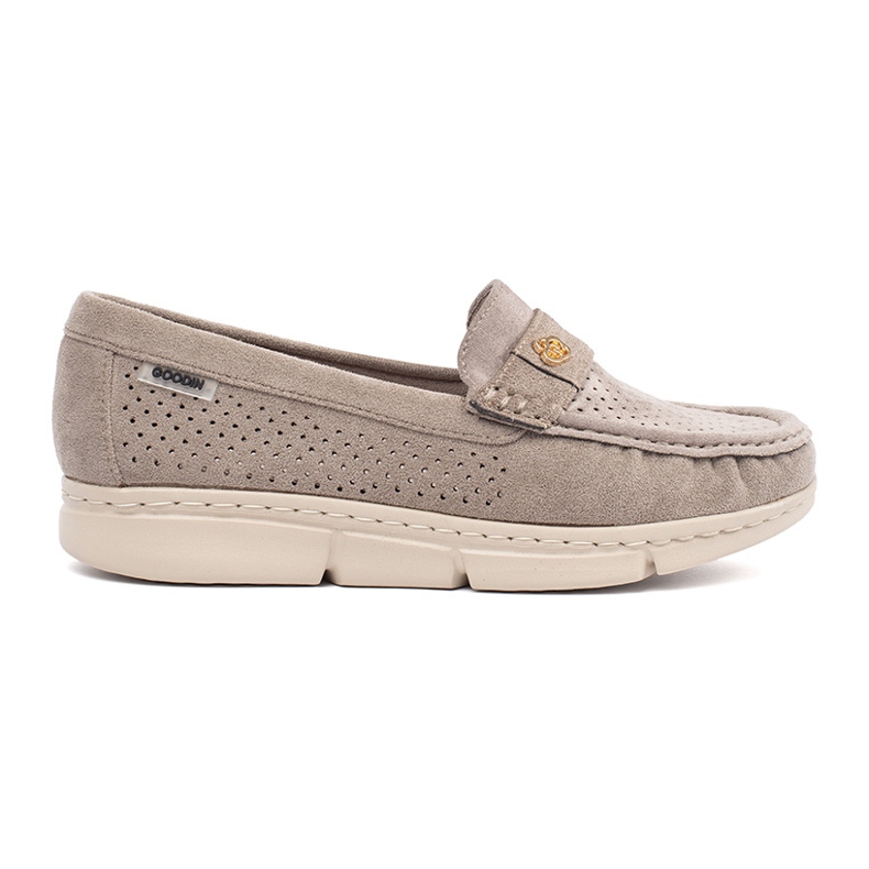 Goodin Mocasines abiertos beige oscuro con un elemento dorado