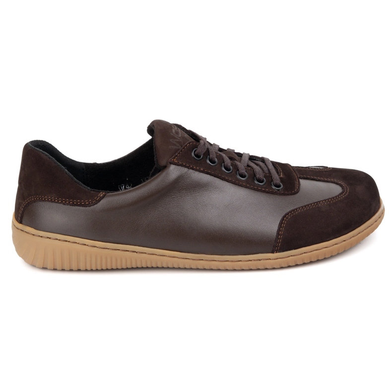 WASAK Zapatos de cuero minimalista de hombres descalzos 0742W marrón