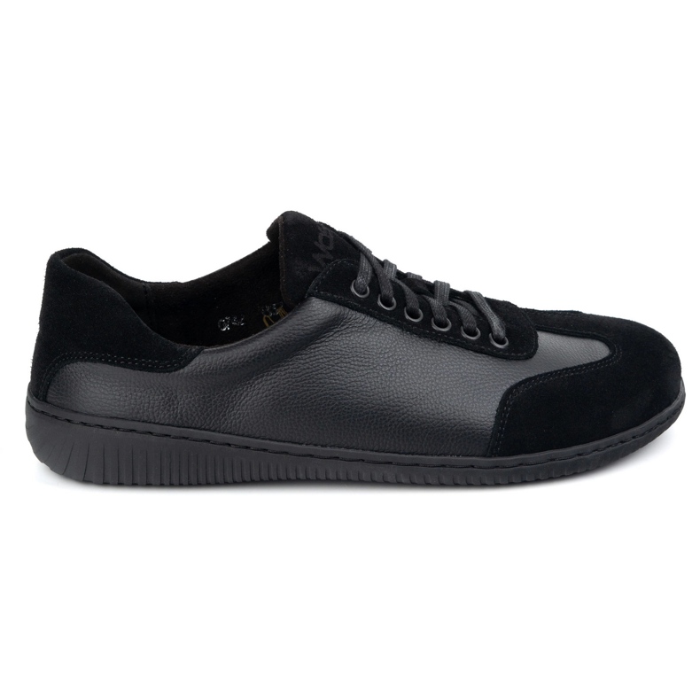 WASAK Zapatos de cuero minimalista de hombres descalzos 0742W PEAS NEGRAS negro