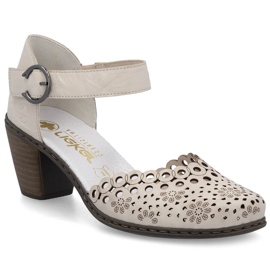 Sandalias de cuero para mujeres en el Rieker 40902-60 Beige Post
