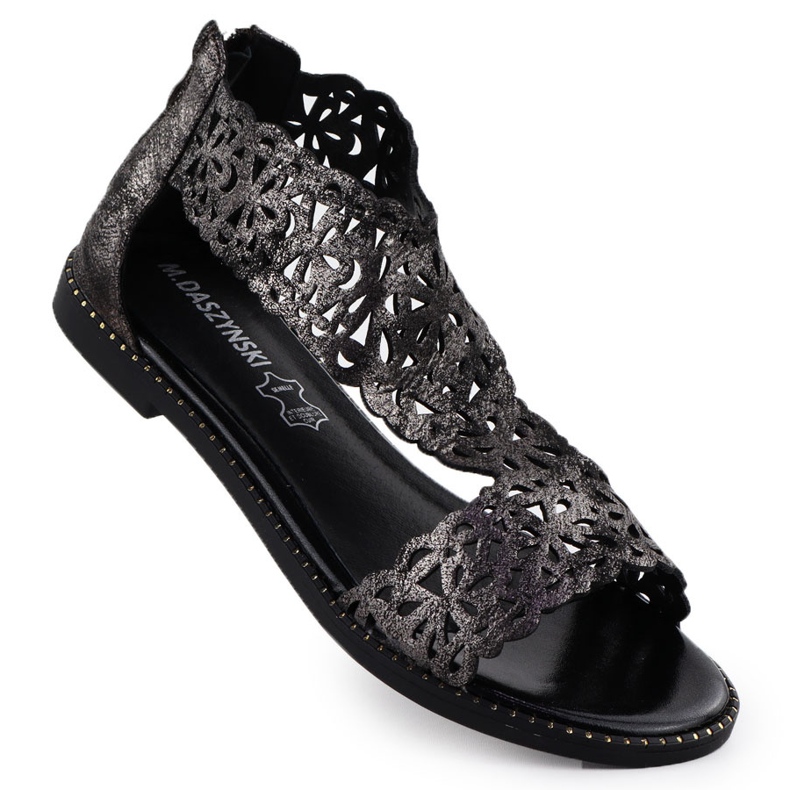 Sandalias de mujeres Factucas platino Czarne M. Daszyński MR24148-2 negro