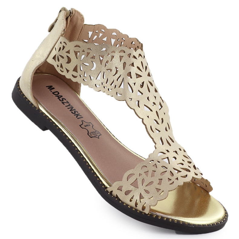 Sandalias de mujeres Factucas platino Złote M. Daszyński MR24148-2 dorado