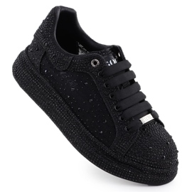 Zapatos para mujeres con circones en la plataforma Black Goe NN2N4021 negro