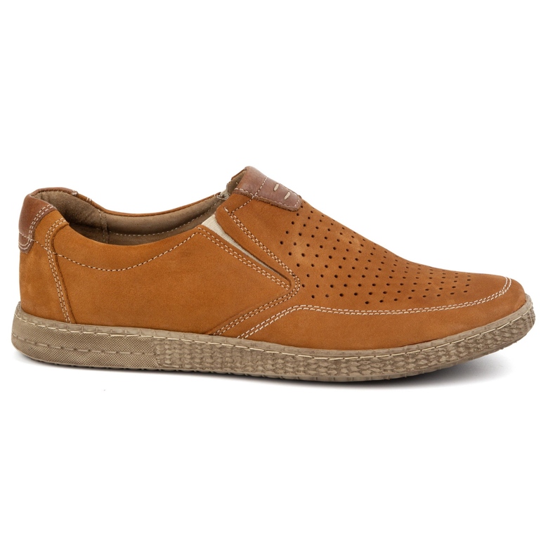 KOMODO Zapatos de cuero para hombres Openwork casual 854/2 rojo marrón