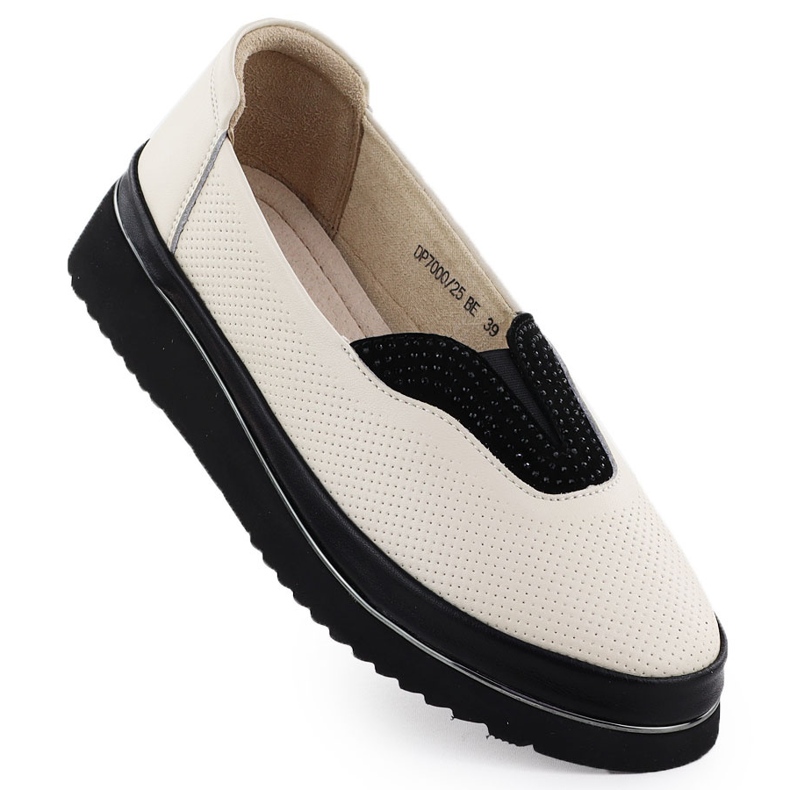 Zapatos de cuero para mujeres Filippo Beige perforado