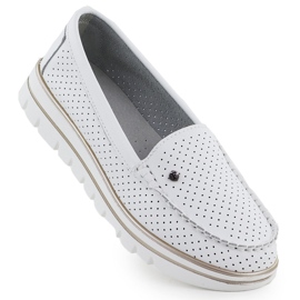 Mocasines de cuero abierto en la plataforma blanca Filippo DP7006 blanco Mocasines de cuero abierto en la plataforma blanca Filippo DP7006 blanco