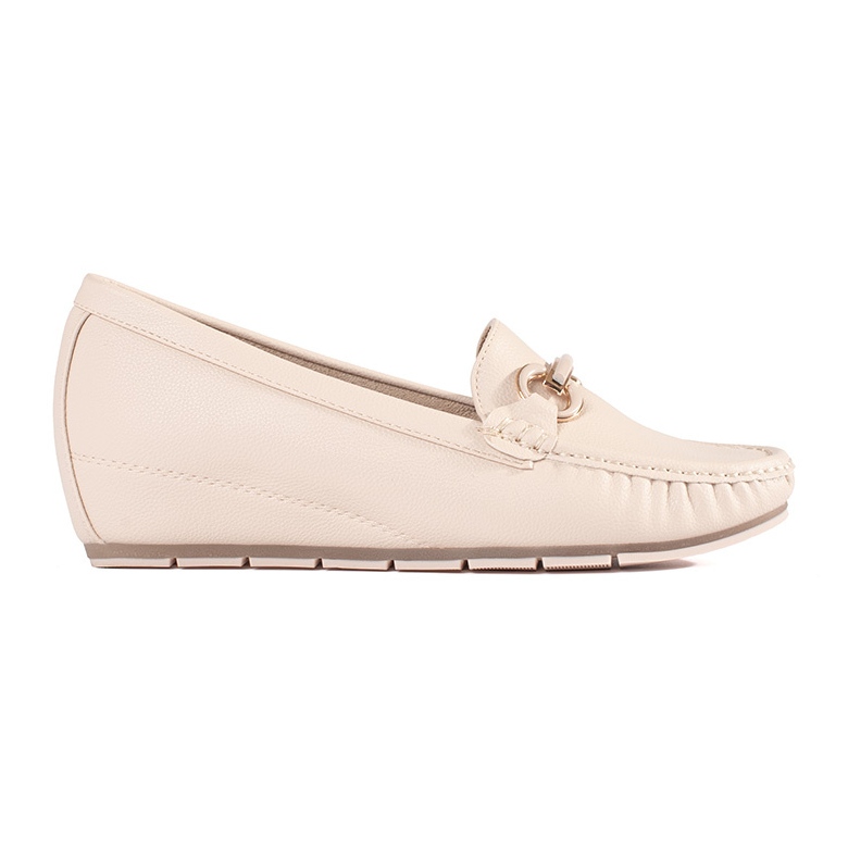 Goodin Mocasines beige en una cuña baja con un adorno