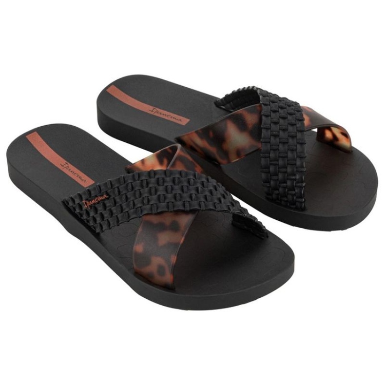 Ipanema Slide Slide 27214 BC402 Black Leopard Flip -Flops negro