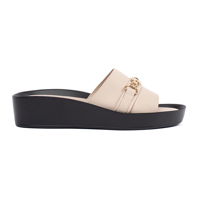 Goodin Aletas de mujer beige con una cadena