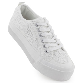 Zapatillas bajas para mujeres con encaje blanco big star rr274747