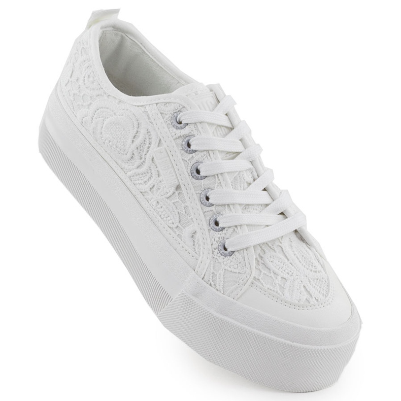 Zapatillas bajas para mujeres con encaje blanco big star rr274747