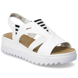Sandalias de mujeres en cuñas resbaló White Rieker V44Y5-80 blanco