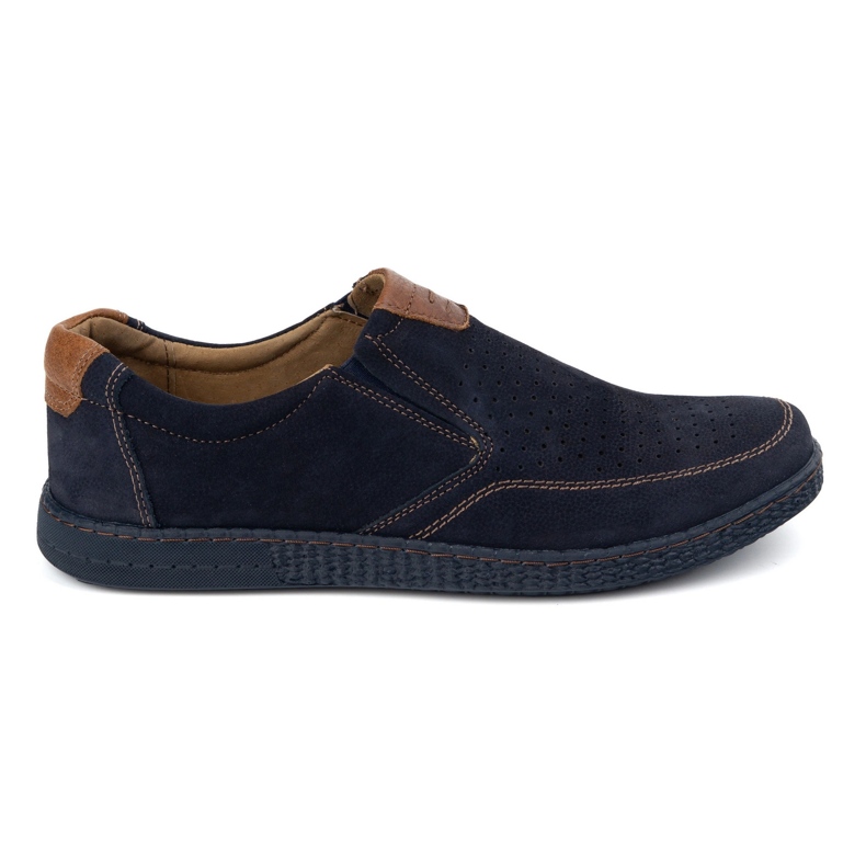 KOMODO Zapatos de cuero para hombres casuales 854/2 azul marino KOMODO Zapatos de cuero para hombres casuales 854/2 azul marino
