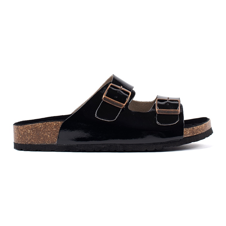 Goodin Chanclas negras sobre una suela plana negro