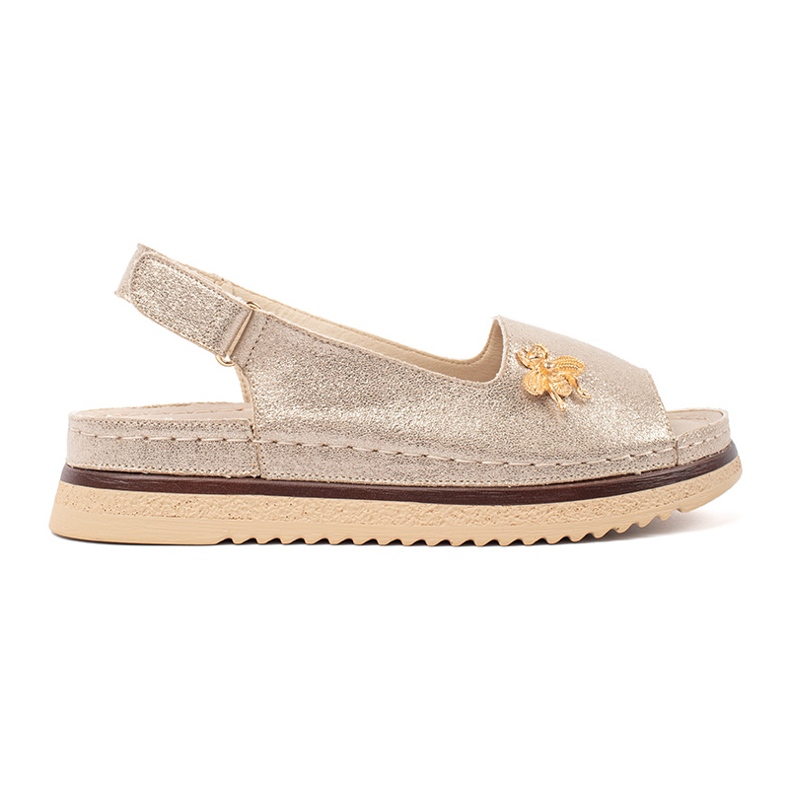 Goodin Sandalias de oro en la plataforma con un alfiler dorado