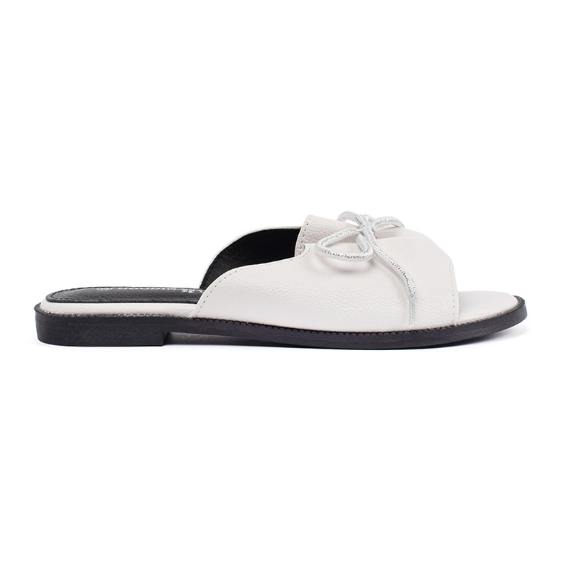 Goodin Chanclas blancas planas con arco blanco