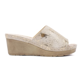 Goodin Flip Flip -Flops para cuñas Taupe dorado