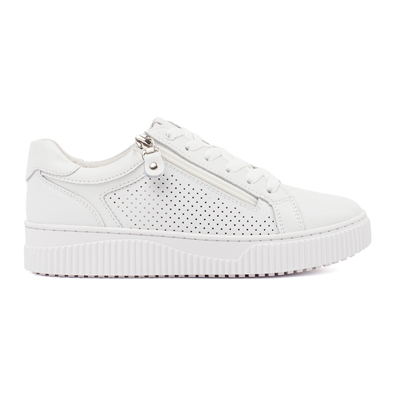 Goodin Zapatillas deportivas blancas en una plataforma de cuero natural blanco