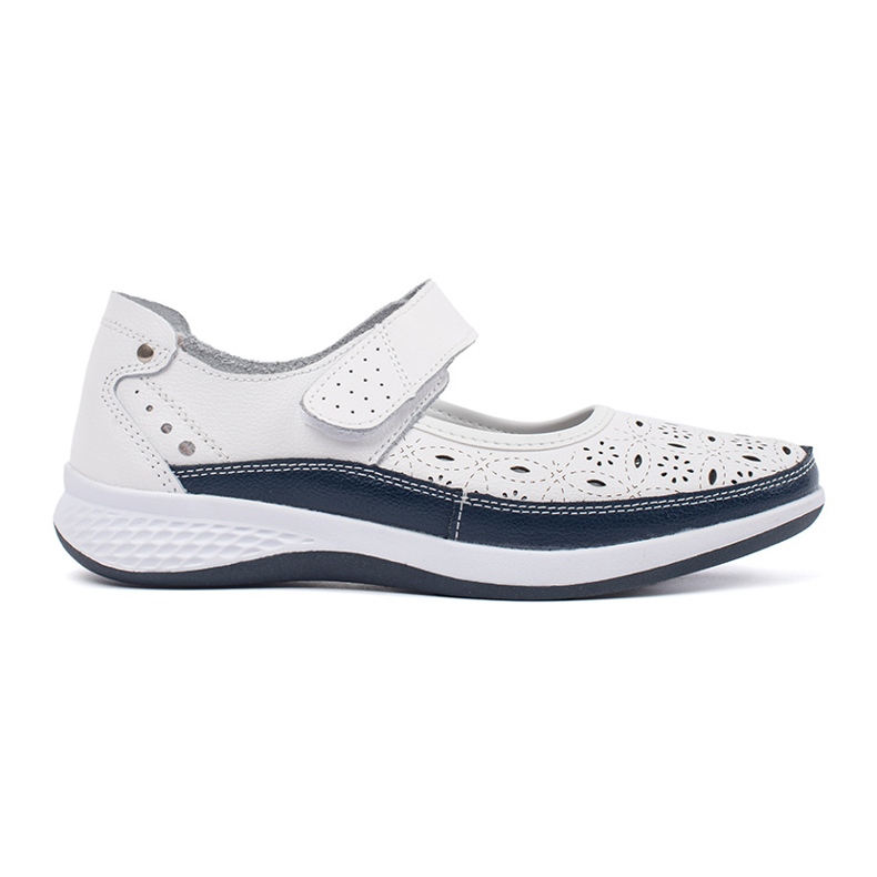 Goodin Sandalias de cuero azul y azul marino caída blanco