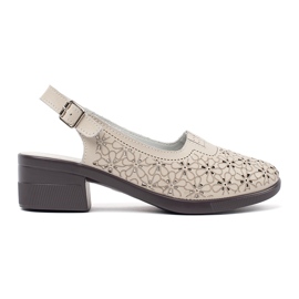 Goodin Sandalias de baja tacón de color marrón beige